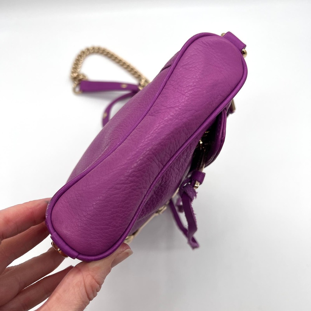 REBECCA MINKOFF Mini MAC Crossbody Bag Womens Purple Leather Chain Strap - Picture 8 of 16